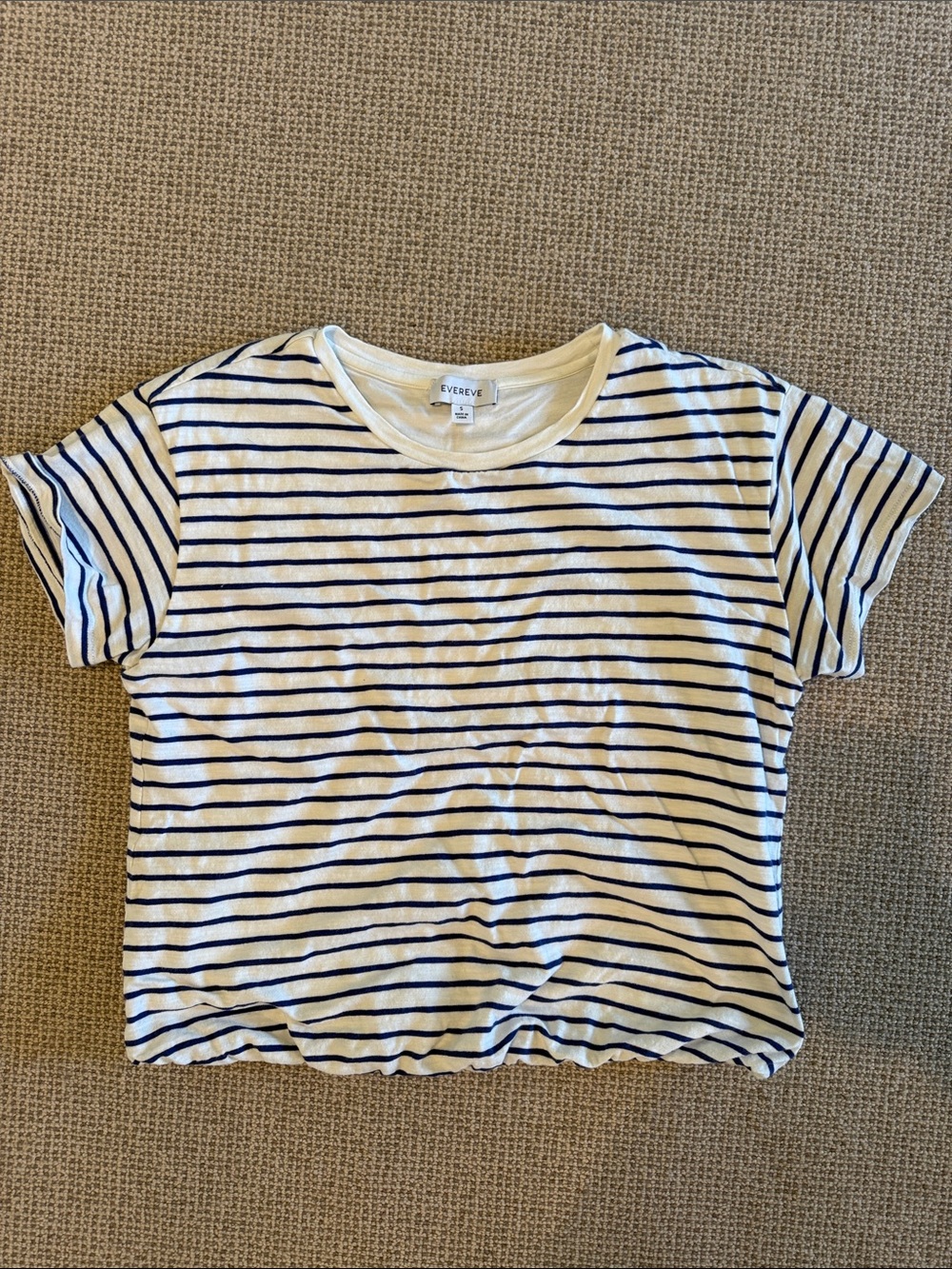 Evereve blue/white stripe bubble hem tee - size S